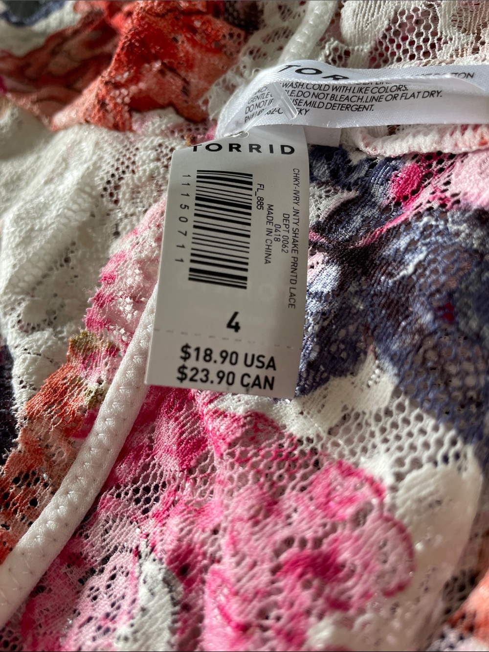 NWT- Torrid Floral Lace Cheeky Panty - 4x - Picture 6 of 6